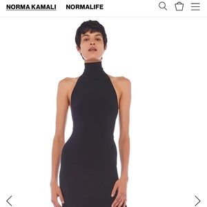 Norma Kamali Halter Turtle Side Slit Dress, Small